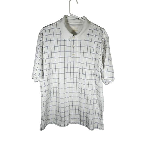 PGA Tour Mens Golf Polo Short White‎ Blue and Gray Striped Size Large - Picture 1 of 8